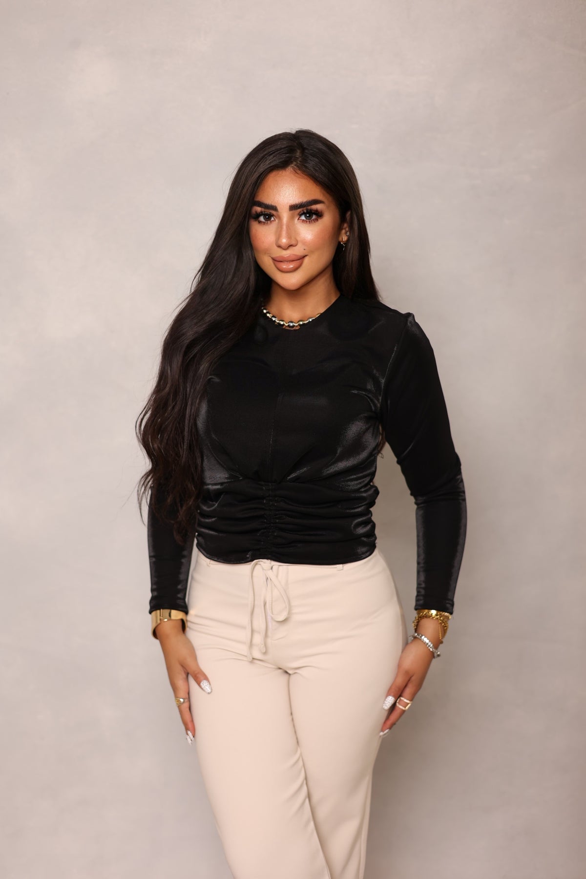 Evening Blouse with Waist Ruffle 1130