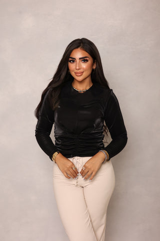 Evening Blouse with Waist Ruffle 1130