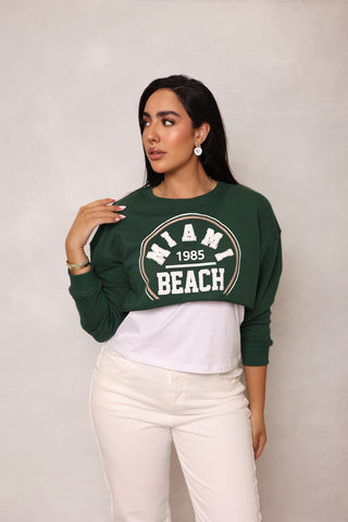 Rib-Trim T-Shirt with Waist crop