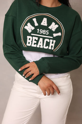 Rib-Trim T-Shirt with Waist crop