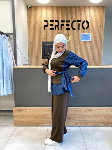Suit blend jeans with belt